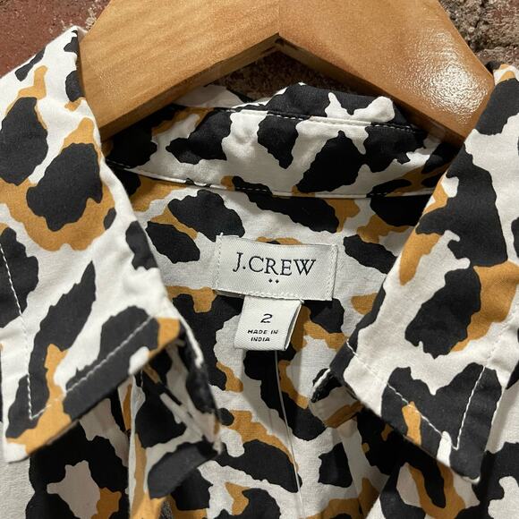NEW J. Crew Factory Leopard Tie-Waist Shirtdress in Cotton Poplin Size 2 - Picture 7 of 12